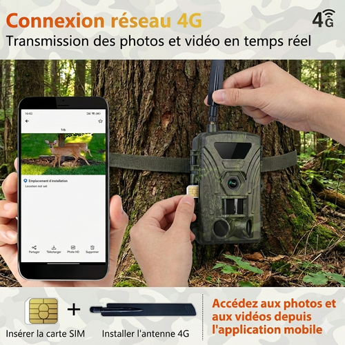 ApexCam PR803LTE-4G — Caméra de chasse 4G avec photos 60MP, vidéo 4K et alertes en temps réel sur votre téléphone